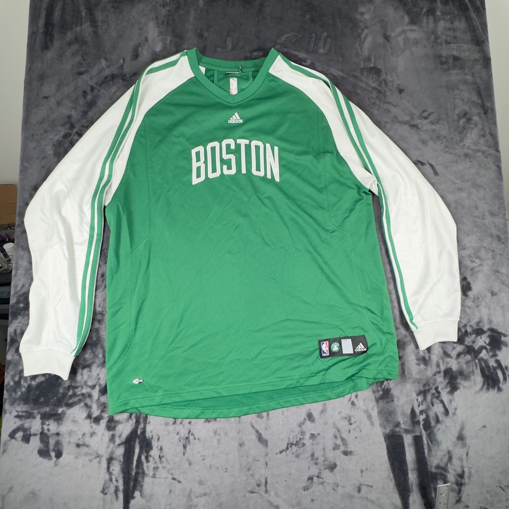 Adidas Shooting Shirt Mens XL Green Boston Celtics NBA Long Sleeve Warm Up